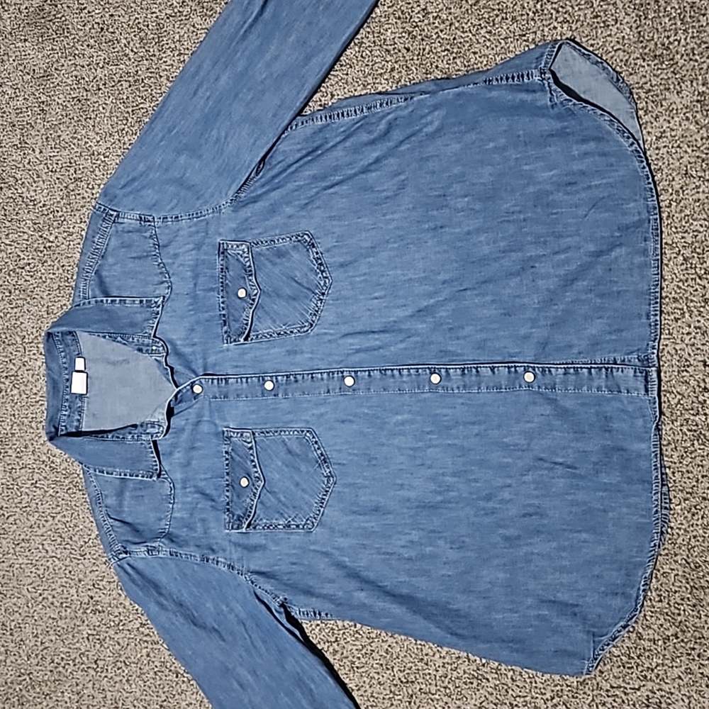 Gap Women's Denim Western Shirt Blouse XXL Medium Wash